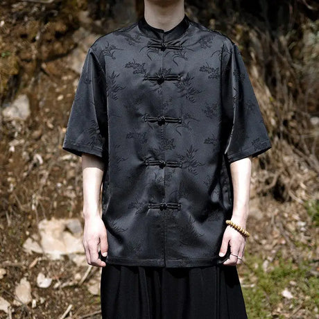 2024 Summer Chinese Style Mens Tops Tang Suit Summer Traditional Short Sleeve China Style Dragon Pattern Printing Shirts M-5XL - Lootquake