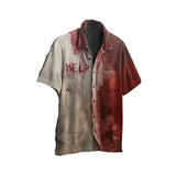 Chemise d'Halloween imprimée en 3D avec motif sanglant et horreur pour homme, décontractée, style hawaïen, idéale pour la plage ou comme vêtement de créateur, à revers boutonné.