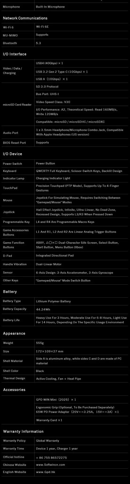 GPD WIN Mini 2025 AMD AI 9 HX 370 - Tableta portátil de 7 pulgadas con 32/64 GB de RAM y 1/2 TB de ROM, consola de juegos portátil de bolsillo