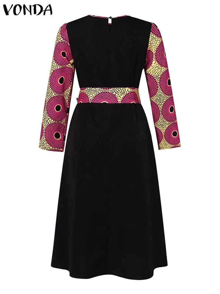 Plus Size 5XL VONDA Bohemian Maxi Long Dress 2024 Women Printed Sundress Fashion Long Sleeve Vestidos Casual Loose Robe - Lootquake