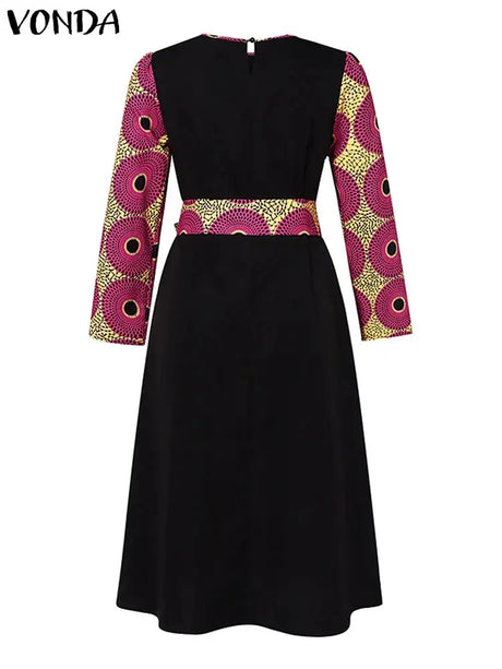 Plus Size 5XL VONDA Bohemian Maxi Long Dress 2024 Women Printed Sundress Fashion Long Sleeve Vestidos Casual Loose Robe - Lootquake