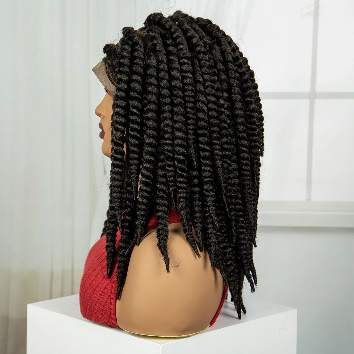 16" Knotless Box Twist Braids Wig | Full Lace | Baby Hair