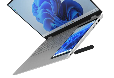 CRELNADER Dual Screen Laptop 7 Inch Touch Screen Metal Case RGB Backlit Fingerprint Unlock Window 11 Ultrathin Laptops Notebook - Lootquake