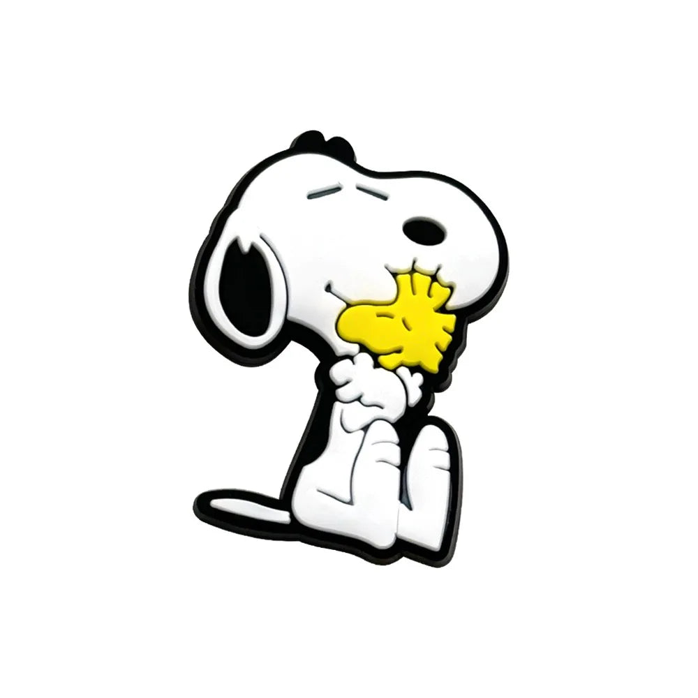 1 à 12 breloques de chaussures MINISO Snoopy, accessoires de dessin animé, sabots classiques, sandales, décoration de chaussures de jardin, bracelets, boucles, cadeaux pour enfants