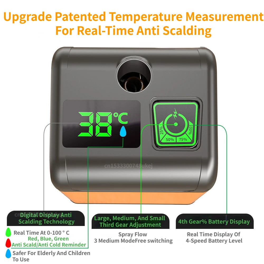 Ducha eléctrica portátil para acampar al aire libre, bomba de ducha IPX7 resistente al agua con pantalla digital para acampar, viajar, playa, dormitorio.
