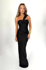 Mozision Strapless Backless Sexy Maxi Dress For Women Fashion One Shoulder Sleeveless Bodycon Club Party Long Dress Elegant - Lootquake
