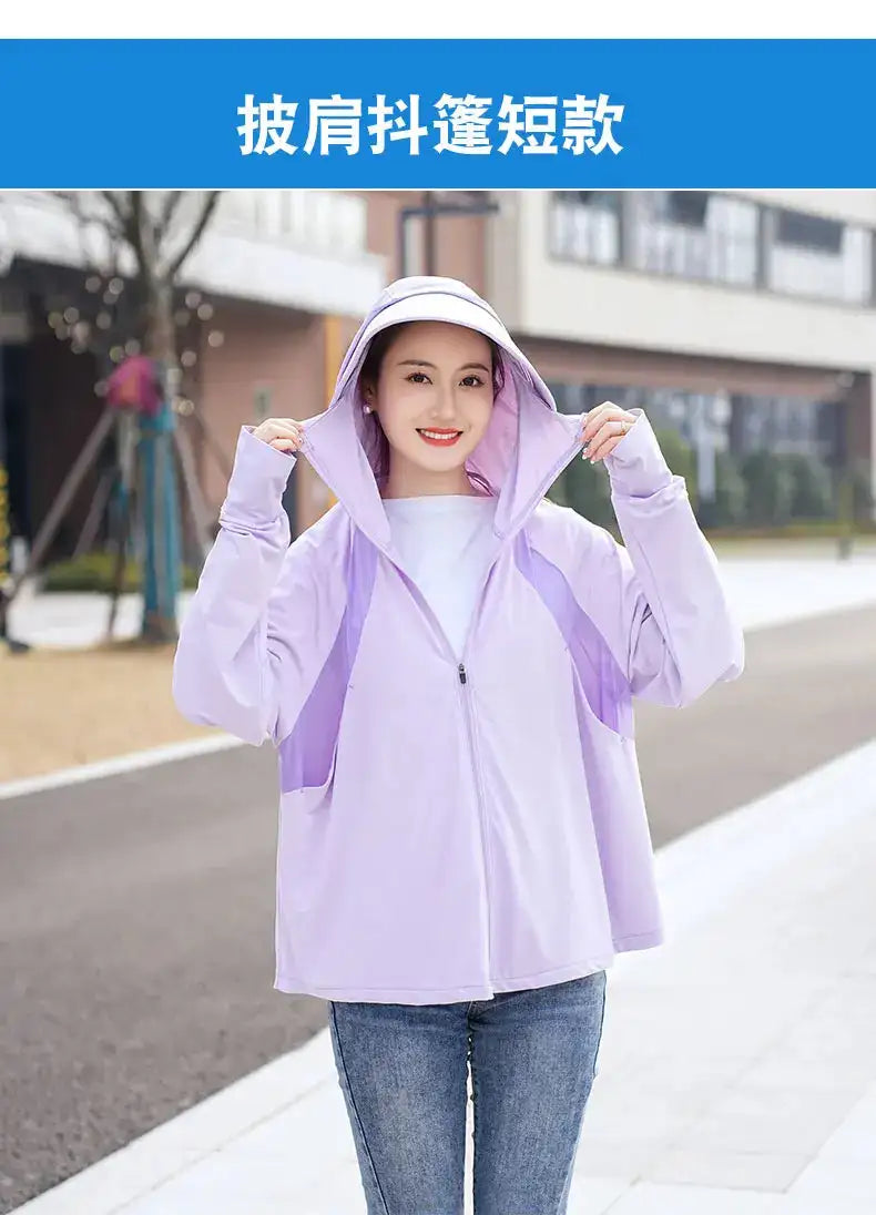 Ice Silk Sun UPF 50+ UV Protection Jacket Big Brim Thin Ice Silk Sun Protection Jackets UV Protection Hooded Windbreaker 4XL 5XL - Lootquake
