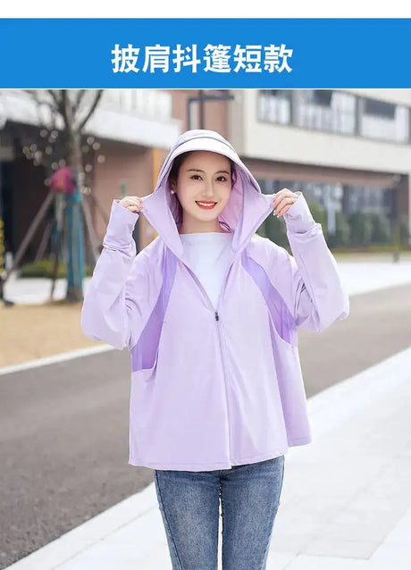 Ice Silk Sun UPF 50+ UV Protection Jacket Big Brim Thin Ice Silk Sun Protection Jackets UV Protection Hooded Windbreaker 4XL 5XL - Lootquake