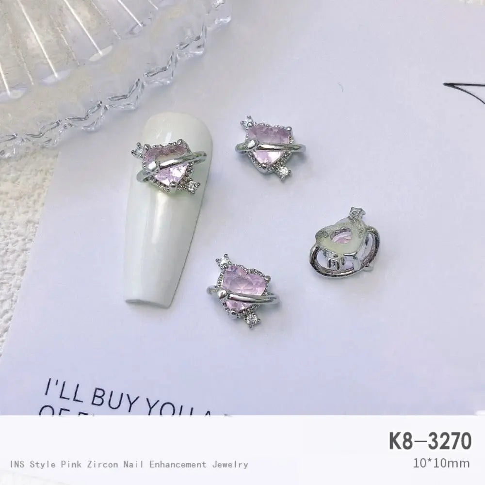 Light Luxury Charms Luxury Nails DIY Nail Charms Japanese Style Pink Jewel Nails Decor Manicure Ornaments Alloy