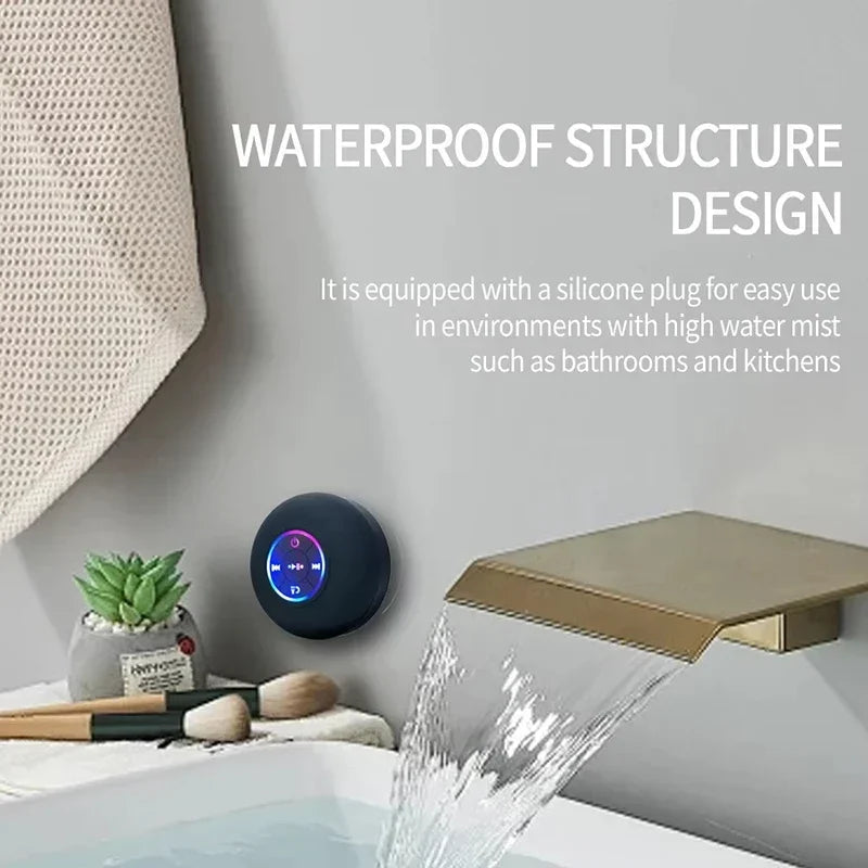 Wireless Bluetooth Speaker IPX4 Waterproof Loudspeaker Long lasting Mini Stereo LED Bathroom Sound Box With Powerful Suction