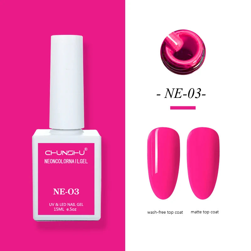 CHUNSHU 15ml Fluorescence Gel Nail Polish Semi Permanent UV/LED Nail Gel Long Lasting Varnish For Nails Art Manicures Soak Off