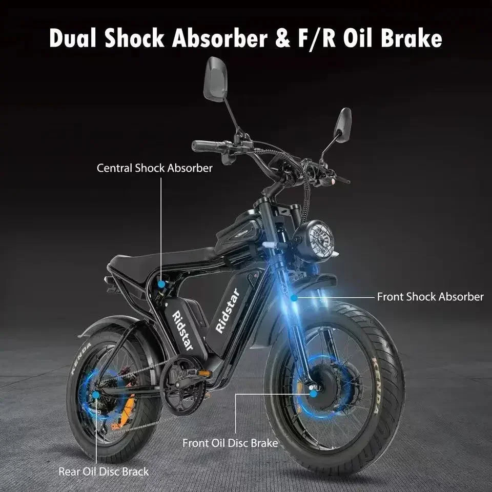 Electric bike 2000W Powerful Dual Motor 52V 40Ah Dual Battery Q20 Pro Ebike Motorcycle Mountain 20x4.0 Fat Tire Electric Bicycle