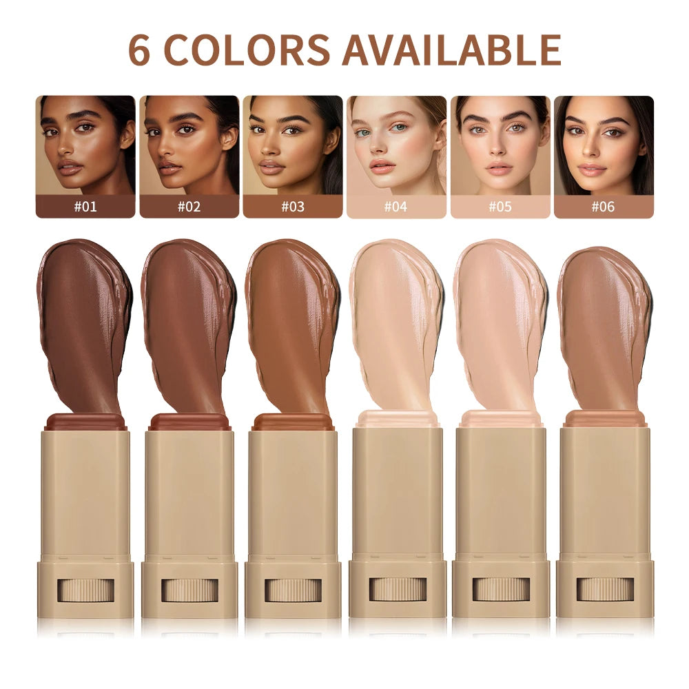 Foundation Tint Stick Balm Serum Boosted Skin Tint Plumper Foundation Stick Smooth Plumper Travel 6 Colors with Fingertips Makeu