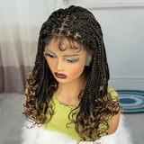 9x6 Lace Front Knotless Braids Wig with Curly Ends | Blended Box Braids