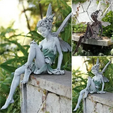 Escultura de hada de las flores para jardín, paisajismo, arte de patio, adorno de resina, estatua de Turek sentada, figuras de ángel para exteriores, decoración artesanal