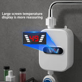 Mini calentador de agua instantáneo para ducha, impermeable, de acero inoxidable 304, calentador de agua eléctrico, ducha de calentamiento rápido, LCD digital para hotel