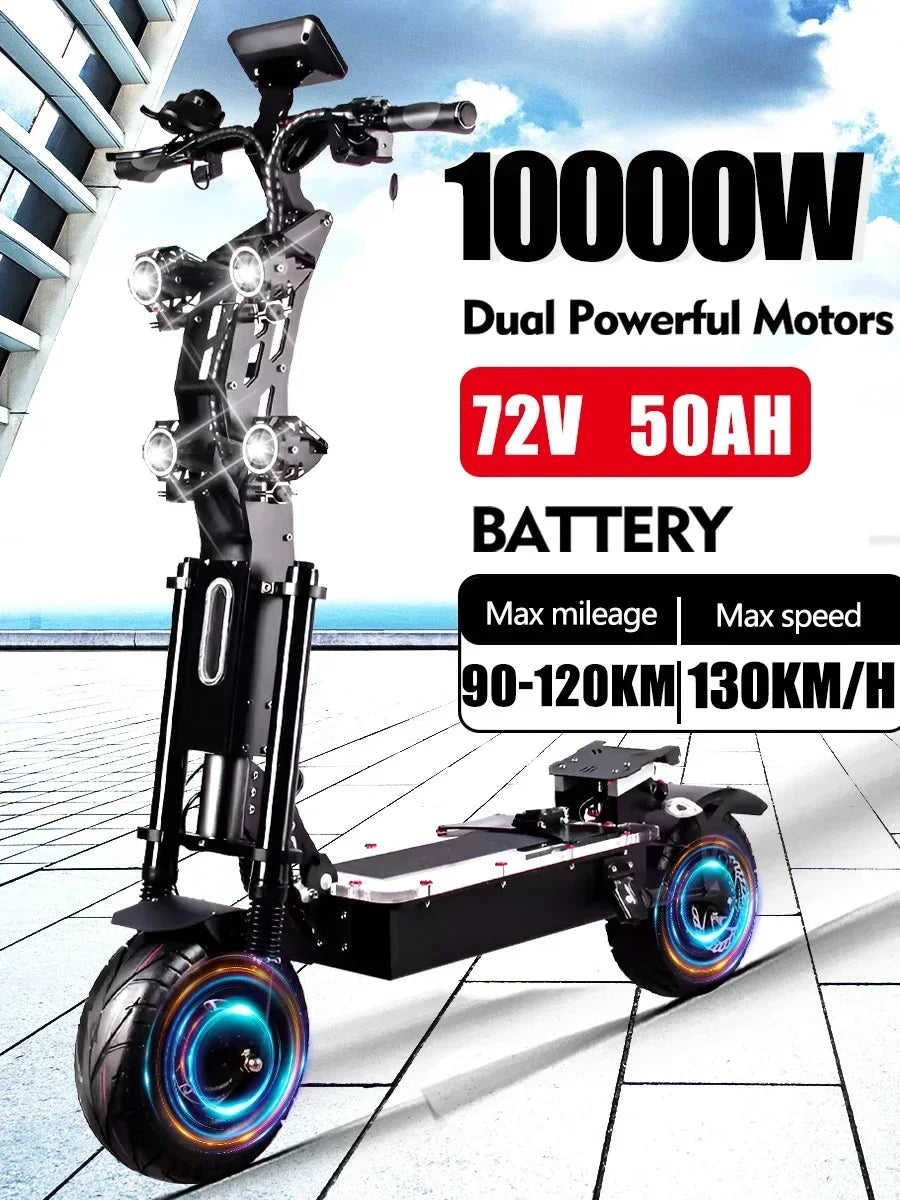 2024 new 10000W 72v 40ah electric scooter 13-inch tires maximum speed 130km/h cruising range 120km LCD screen foldable scooter