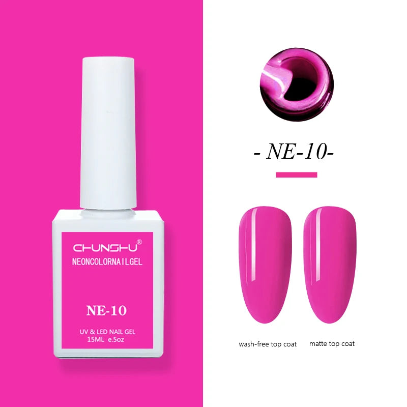 CHUNSHU 15ml Fluorescence Gel Nail Polish Semi Permanent UV/LED Nail Gel Long Lasting Varnish For Nails Art Manicures Soak Off