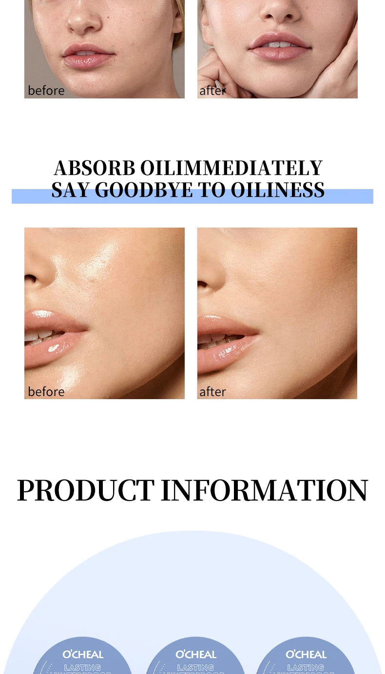 Polvos fijadores mate Ocheal para rostro, control de grasa, ligeros, radiantes, base de maquillaje, polvos compactos, maquillaje de cobertura total, cosmético