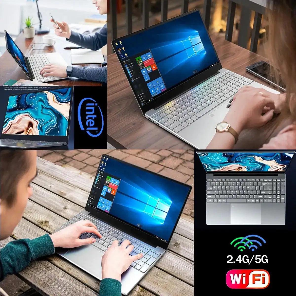 Computadora portátil de 15,6 pulgadas con pantalla IPS, 16 GB de RAM, Intel Celeron N5095 de 11.º generación, Windows 10 Pro, Office Notebook Pc portátil