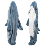 Shark Blanket Adult Cartoon Sleeping Bag Shark Onesie Sleeping Bag Pajama Hooded Warm Flannel Funny Homewear Winter Warm Blanket
