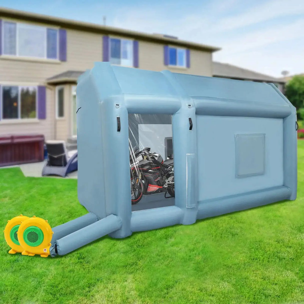 4m x2.5mx2.5m Portable Inflatable Paint Booth, Inflatable Spray Booth, Motorcycle Paint Tent with Blowers - Lootquake