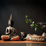 Estatua grande de Buda de Tailandia, escultura de Buda de resina verde hecha a mano, budismo hindú, fengshui, figura de meditación, decoración del hogar