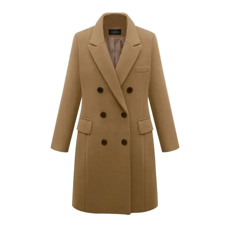 Autumn Winter Women's Woolen Jacket Long Windbreaker Double Breasted Slim Fit Coat - Lootquake
