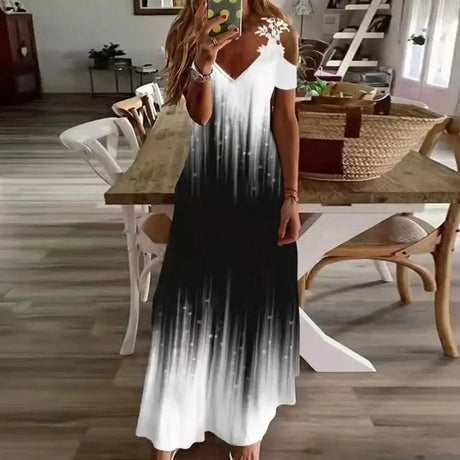 Women's Printed White Lace Sleeveless Suspender Dress Summer Fashion Casual Long Dress - Lootquake