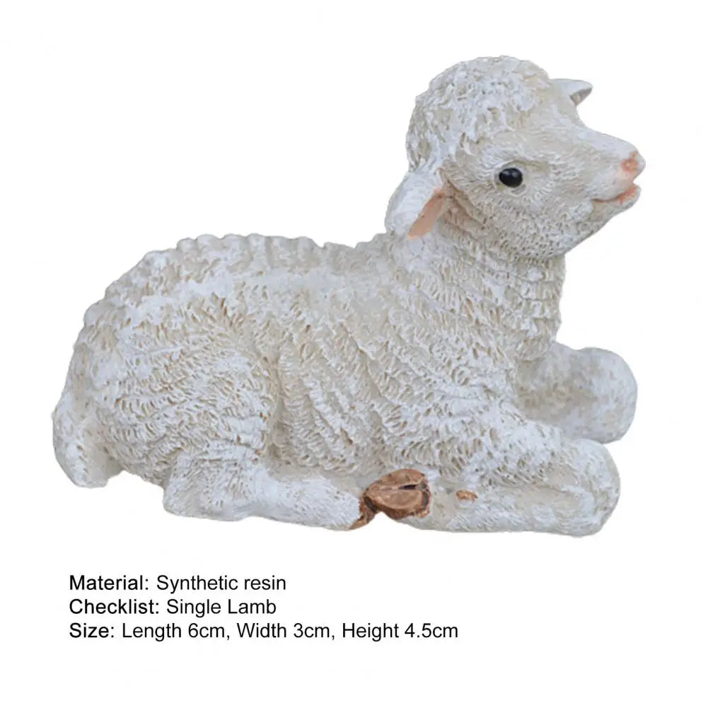 Sheep Sculpture  Cute Micro Landscape Sheep Sculpture  Synthetic Resin Animal Figurine