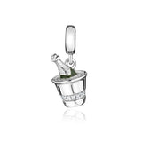Dije de plata de ley 925 con forma de café, vino tinto, cafetera, copa de champán, compatible con pulseras colgantes originales, joyería DIY para mujer.