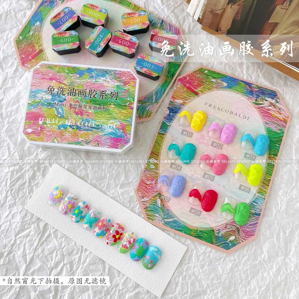 9 Grids Nail Powder Color Texture Three-Dimensional Styling Adhesive 9 Colors Nail Fairy Powder Set gel Polish Nail Art DIY