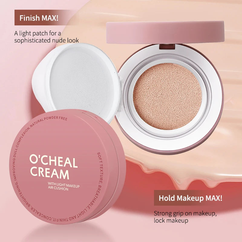 OCHEAL CC Cream Cushion Foundation Cream Corrector hidratante de larga duración Base BB Cream para maquillaje facial Corrector