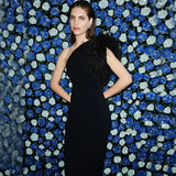 BWQ Black Sleeveless One Shoulder Feather Maxi Dress For Women Bodycon Sexy Party Elegant Long Dress Birthday Evening Outfit - Lootquake