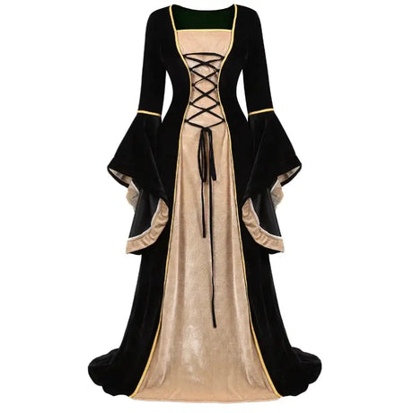 Medieval Renaissance Velvet Long Dress Women Victorian Retro Fancy Gown Halloween Cosplay Costume Plus Size - Lootquake