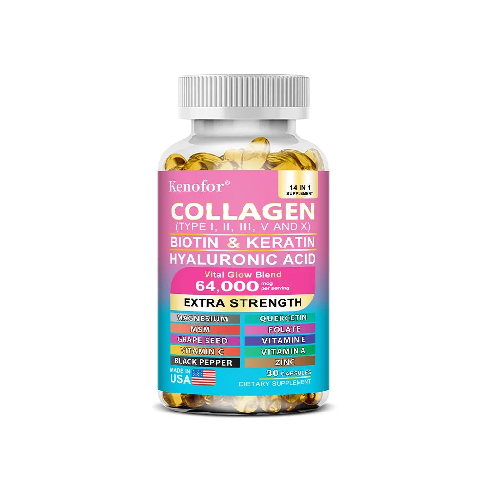 Complex Collagen Capsules, Brighten Skin Tone, Helps Joint, Cartilage & Cardiovascular, Hair, Nails, Digestive Health Supplement