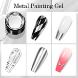 8ml Super Shine Silver Metal Painting Gel Nail Polish High-density Mirror Effect Semi Permanant Nail Art Manicure Varnish