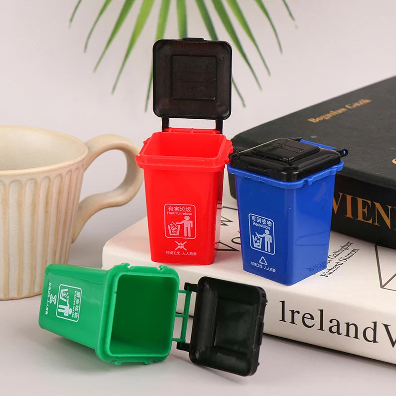1:12 Dollhouse Mini Trash Can Garbage Truck Cans Curbside Vehicle Garbage Separation Bin Storage Box Home Desk Dustbin