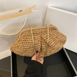 Bohemian Straw Dumpling Clutch Bag | Woven Straw Tote Purse for Women (Summer Beach Bag, Wicker Clutch)