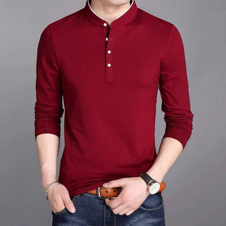 Unicolor Pullover Gym Mens Polo Shirts 100℅ Cotton Plain Male Sweatshirts Quotes Long Sleeve Regular Fit Designer Korean Autumn - Lootquake