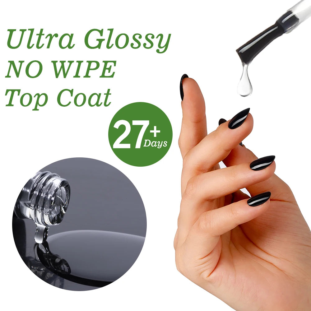 1 PCS Nail Gel Polish Ultra Glossy Top Coat Base Gel Semi Permanent UVGel Varnish Sealer Finish Transparent Diamond Top No Wipe