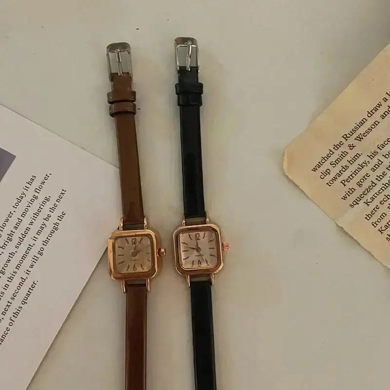Women Watch Small Square Dial Thin Leather Strap Ladies Wristwatch Elegant Female Watches Casual Relogios Feminino Reloj - Lootquake