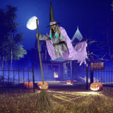 Halloween Flying Witch Decor Hovering Flying Witch Decorations with Scary Sound Halloween Props Horror Themed Scary Props