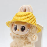 Chapeau Labubu ouvert en paille tissée, accessoire de fête, style campagnard, tenue Labubu pour soirée assise