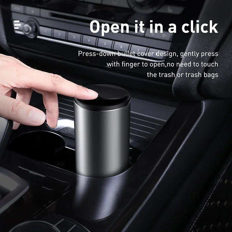 Baseus - Cubo de basura de aleación para coche, organizador de basura, bolsa de almacenamiento, accesorios para coche