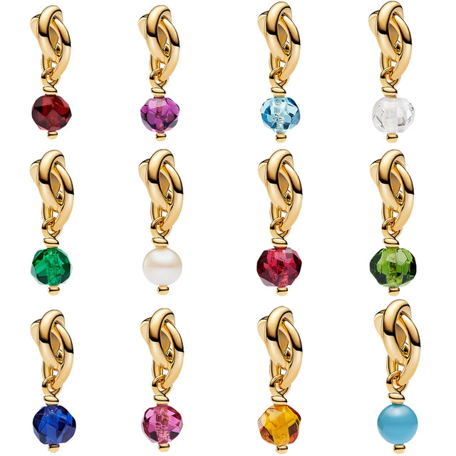 Unique 925 Sterling Silver Colorful Birthstone Eternity Round Dangle Charm Fit Original Bracelet Girls Birthday Jewelry Gift - Lootquake