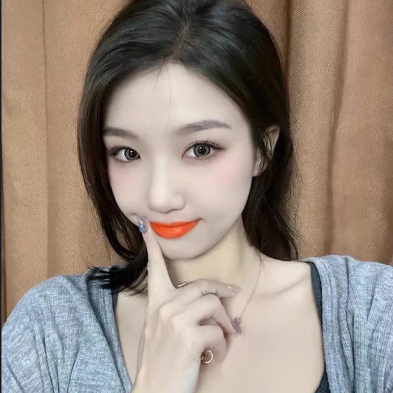 Orange Color Lipstick Lip Glaze Matt Silky Smooth Not Easy To Fade Lip Gloss Long Lasting Lip Stick Sexy Women Cosmetics Makeup