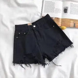 Casual High Waist Denim Shorts Women Summer Pocket Tassel Hole Ripped jeans Short Female Femme Short Pants Women - Lootquake