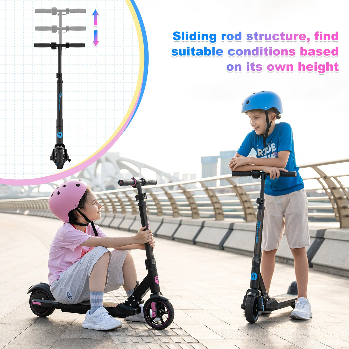 Trottinette électrique EVERCROSS TECH EV06C, pliable 6,5 pouces pour enfants de 6 à 12 ans, jusqu'à 15 km/h et 8 km, écran LED