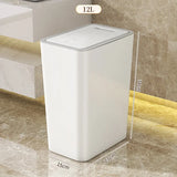 10L/12L Plastics Garbage Bin Bathroom Trash Can Slim Trash Can with One-Touch Lid Bathroom Kitchen Garbage Bin Home Supplies